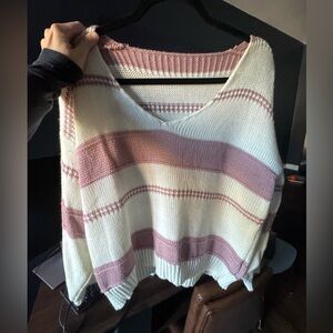 Pink and white sweater